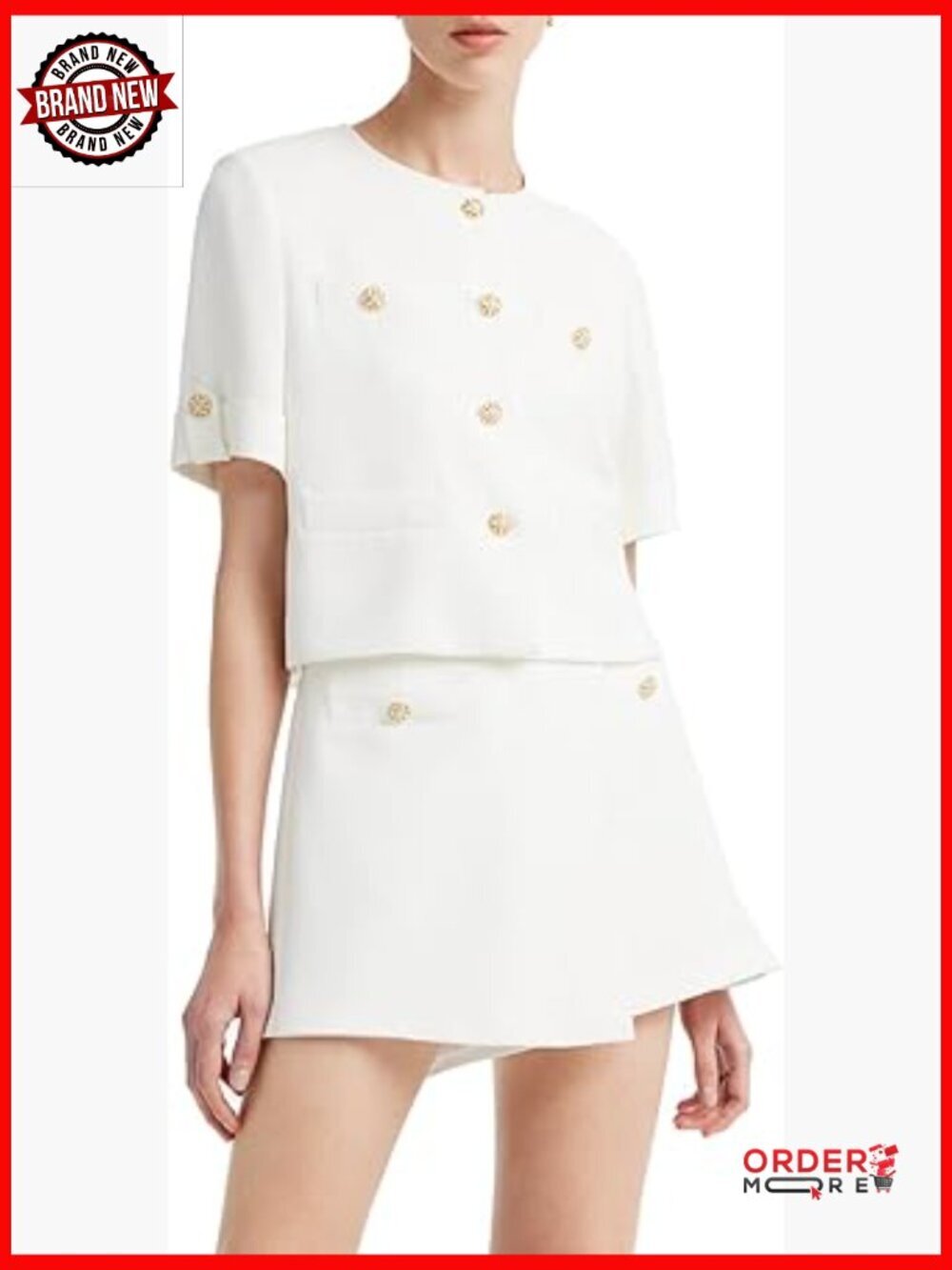 White Acetate Short Sleeve Blazer Shorts Set Business Casual Outfit